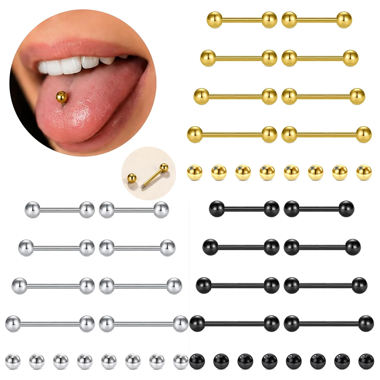 16 Stück 14G gerade Barbell un – Body Jewelry Replacement Ball Bewertung und Preis