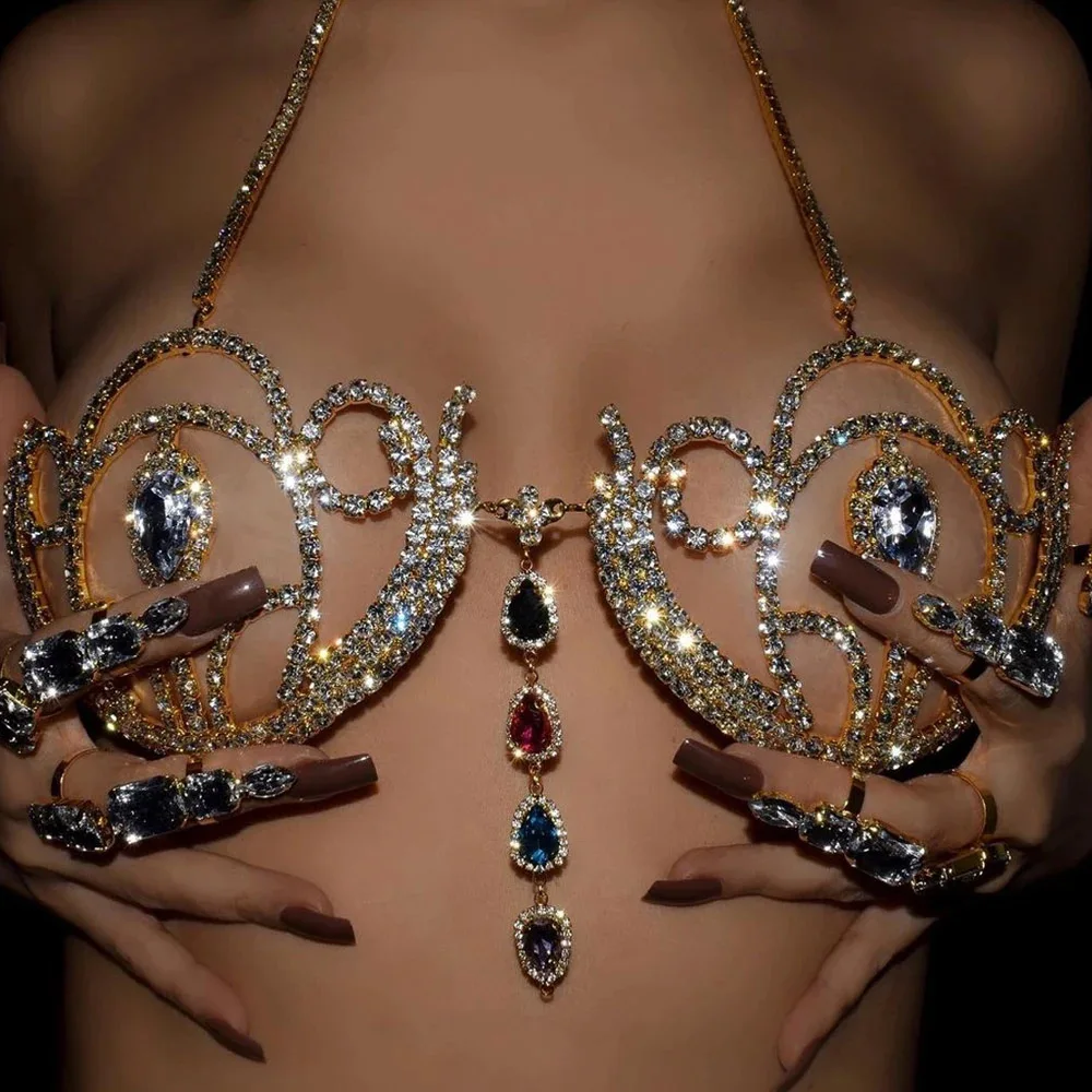 Luxus Strass Bikini BH geometr – Body Jewelry Retainers Bewertung und Preis