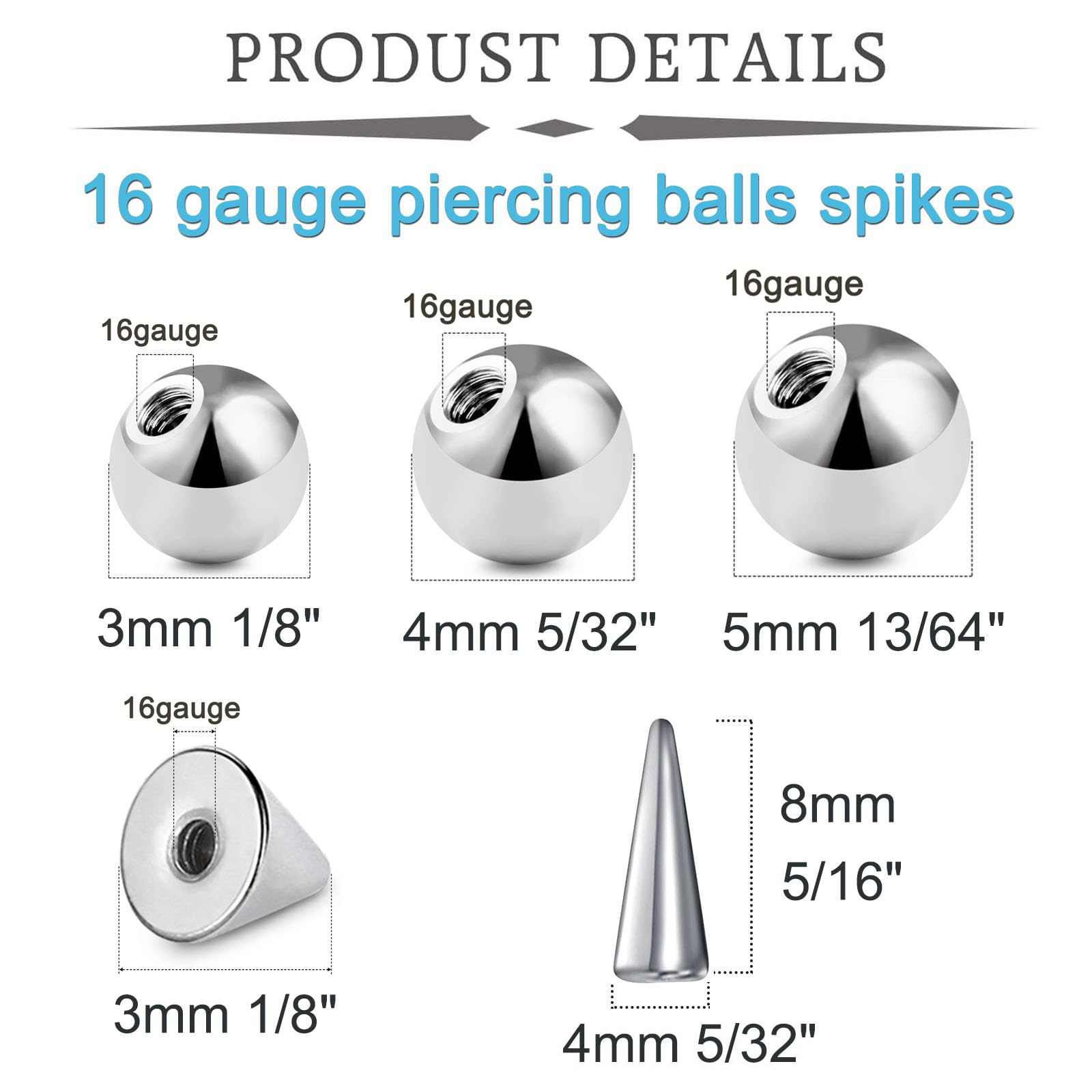 20pcs 16Gauge Edelstahl Ersatz – Body Jewelry Replacement Ball Bewertung und Preis